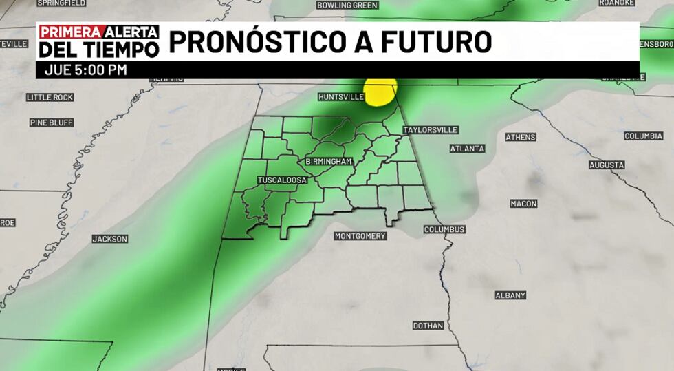 Pronóstico a futuro - jueves 5 p.m.