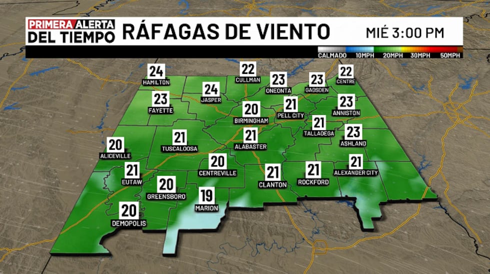 Ráfagas de viento - miércoles 3 p.m.