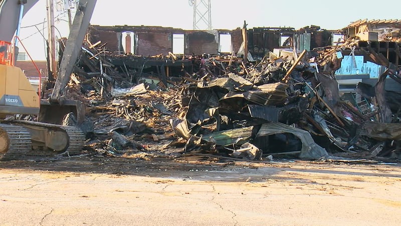 Fire Chief Darren Peeples said his crews will stay on the scene of the fire in downtown...