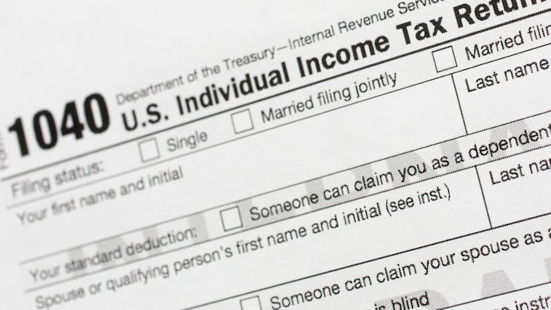 FILE - Part of a 1040 U.S. Individual Income Tax Return form is shown July 24, 2018, in New York.