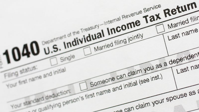 FILE - Part of a 1040 U.S. Individual Income Tax Return form is shown July 24, 2018, in New York.