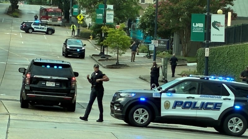 Birmingham Police on the scene of a suspicious package near the UAB campus in downtown.