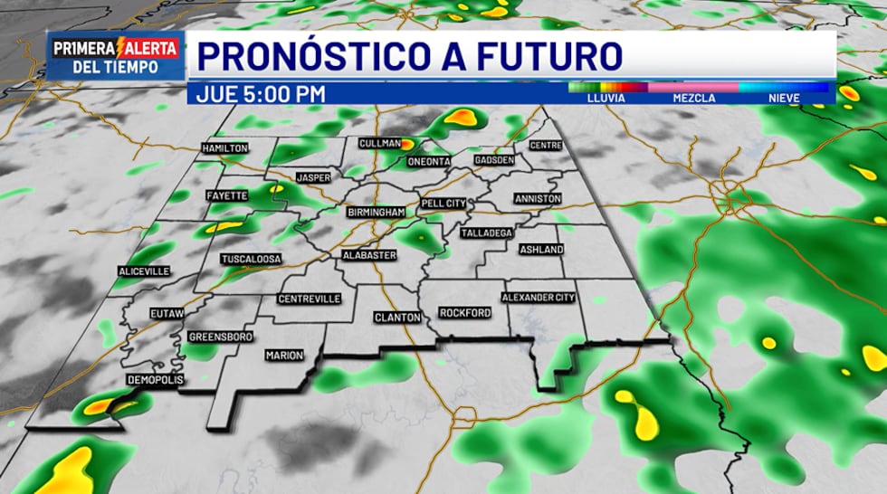 Pronóstico a futuro - jueves, 5 p.m.