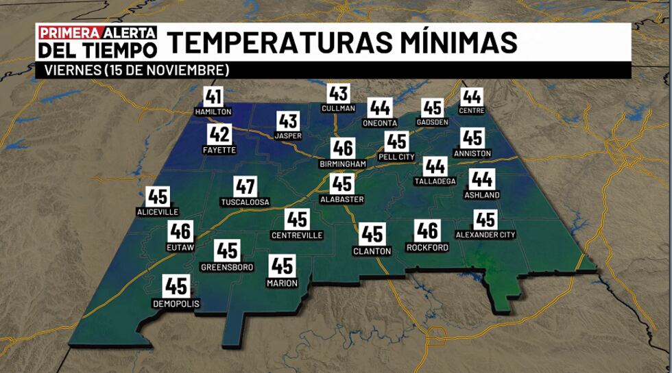 Temperaturas mínimas - viernes