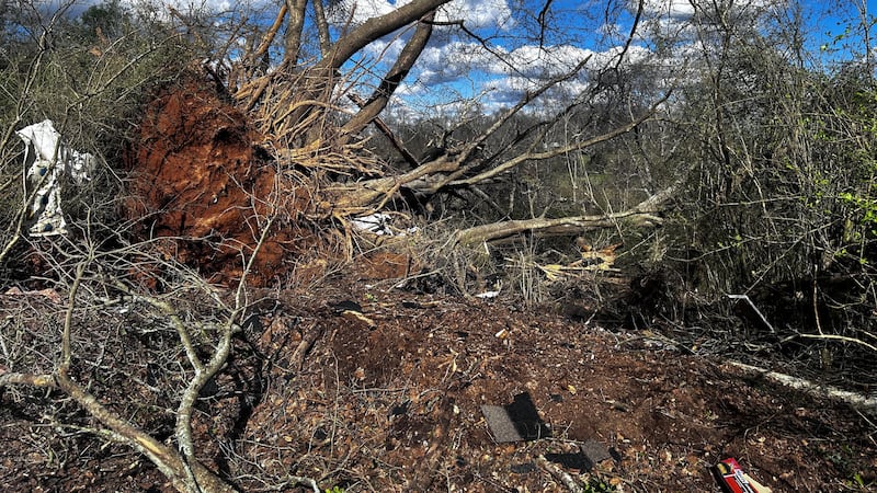 Storm damage in the town of Gordo in Pickens County, Ala.