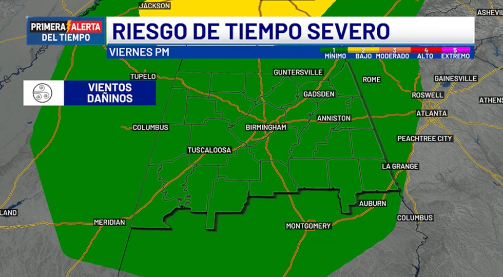 Riesgo de tiempo severo - viernes