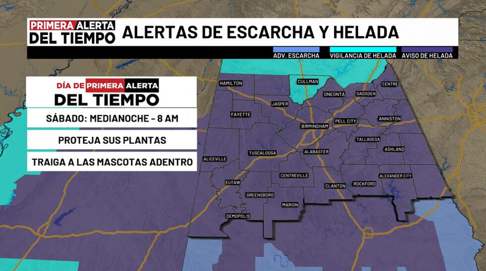 Alertas de escarcha y helada