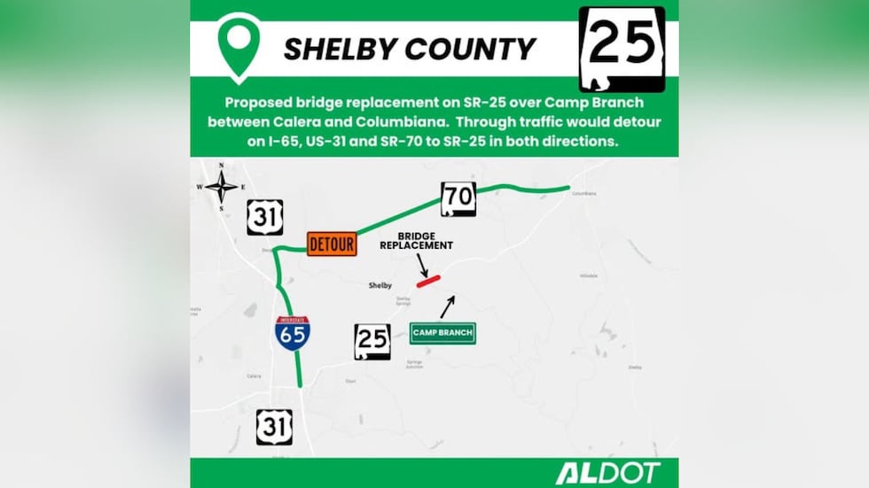 ALDOT solicita opiniones sobre la propuesta de reemplazo de un puente en el condado de Shelby.