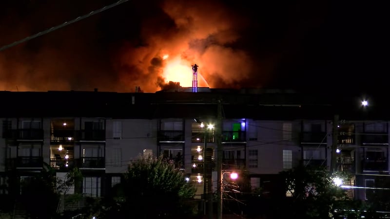 Crews battle fire at Birmingham apartment complex, Oct. 13, 2026.