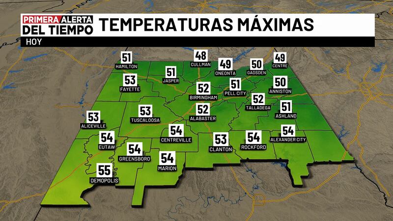 Temperaturas máximas - esta tarde