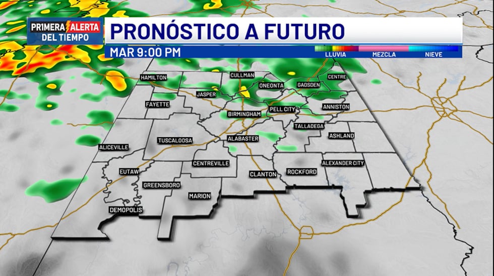 Pronóstico a futuro - martes, 9 p.m.