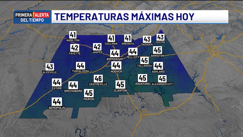 Temperaturas máximas - hoy