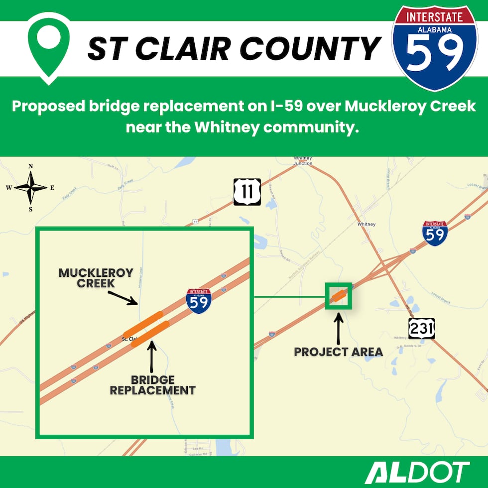 Propuesta de reemplazo de puentes en la I-59, en el condado de St. Clair