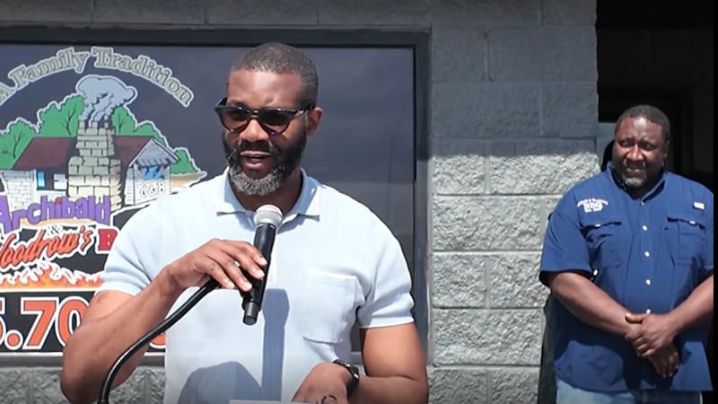 Mayor Woodfin at Archibald & Woodrow's BBQ