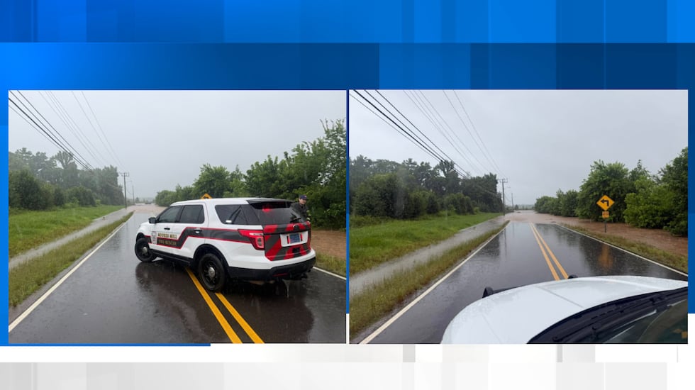 Homer Nance Road in Huntsville is closed at the curve due to high water covering the roadway.