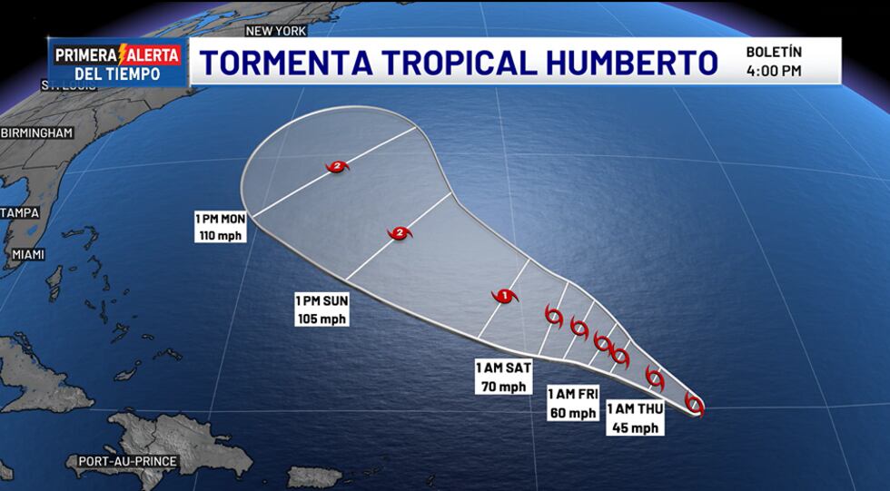 Tormenta tropical Humberto - boletín 4 p.m.