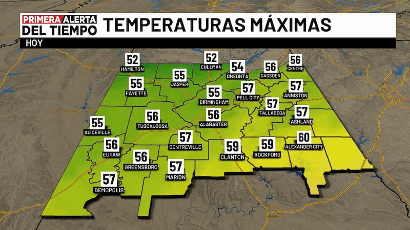 Temperaturas máximas - esta tarde