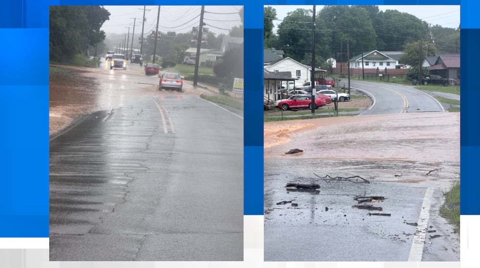 Flooding and water accumulation throughout most of the city's roadways in Russellville on...