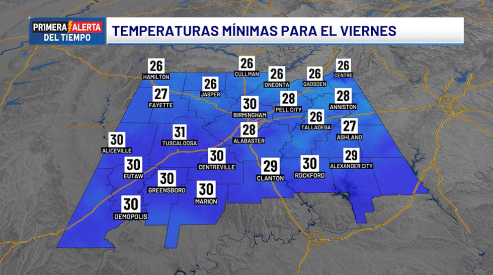 Temperaturas mínimas - viernes