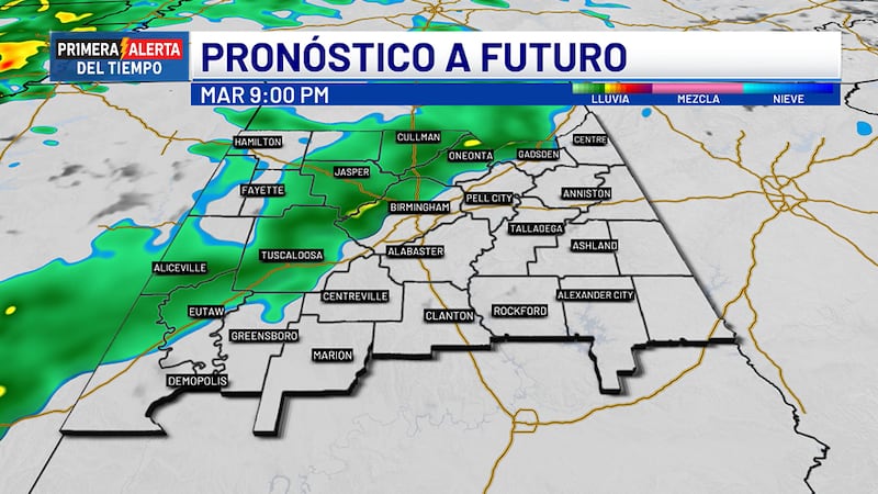 Pronóstico a futuro - martes, 9 p.m.