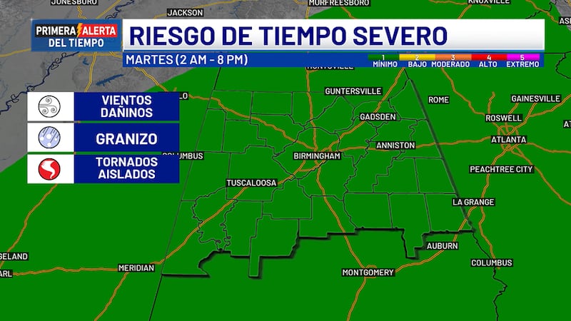 Riesgo de tiempo severo - martes, 25 de noviembre de 2025