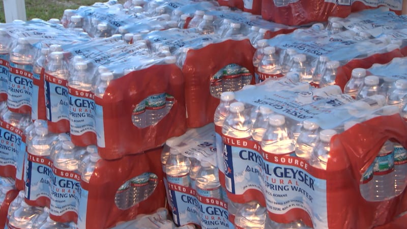 Church of Christ in Cedar Key is giving bottled water packs.