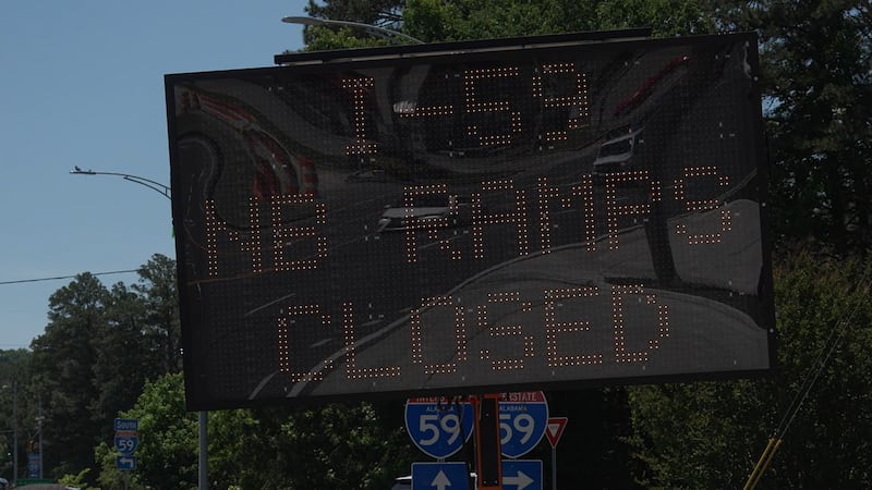 NB ramps at Chalkville Mountain Road on I-59 in Trussville