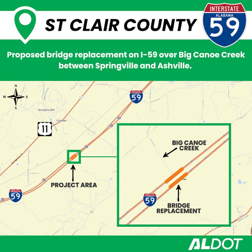 Propuesta de reemplazo de puentes en la I-59, en el condado de St. Clair