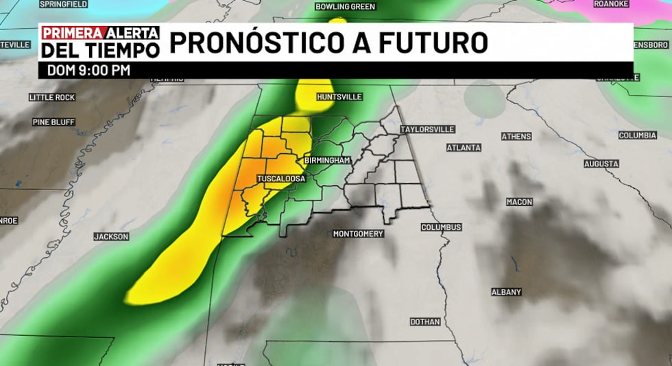 Pronóstico a futuro - domingo 9 p.m.