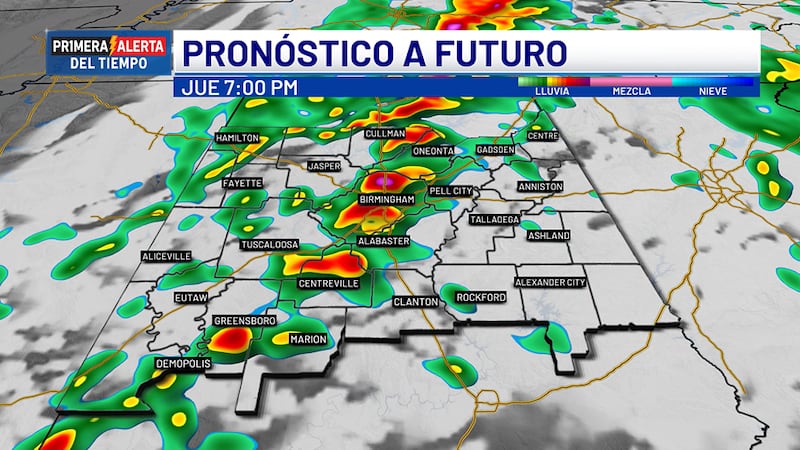 Pronóstico a futuro - jueves, 7 p.m.